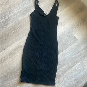 Elegant Black Ribbed Dress
